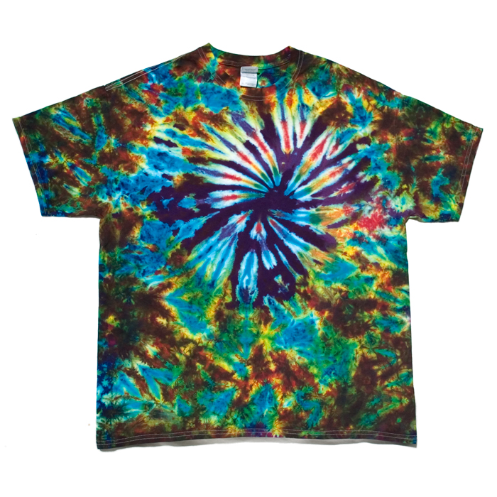 red and purple tie dye shirt